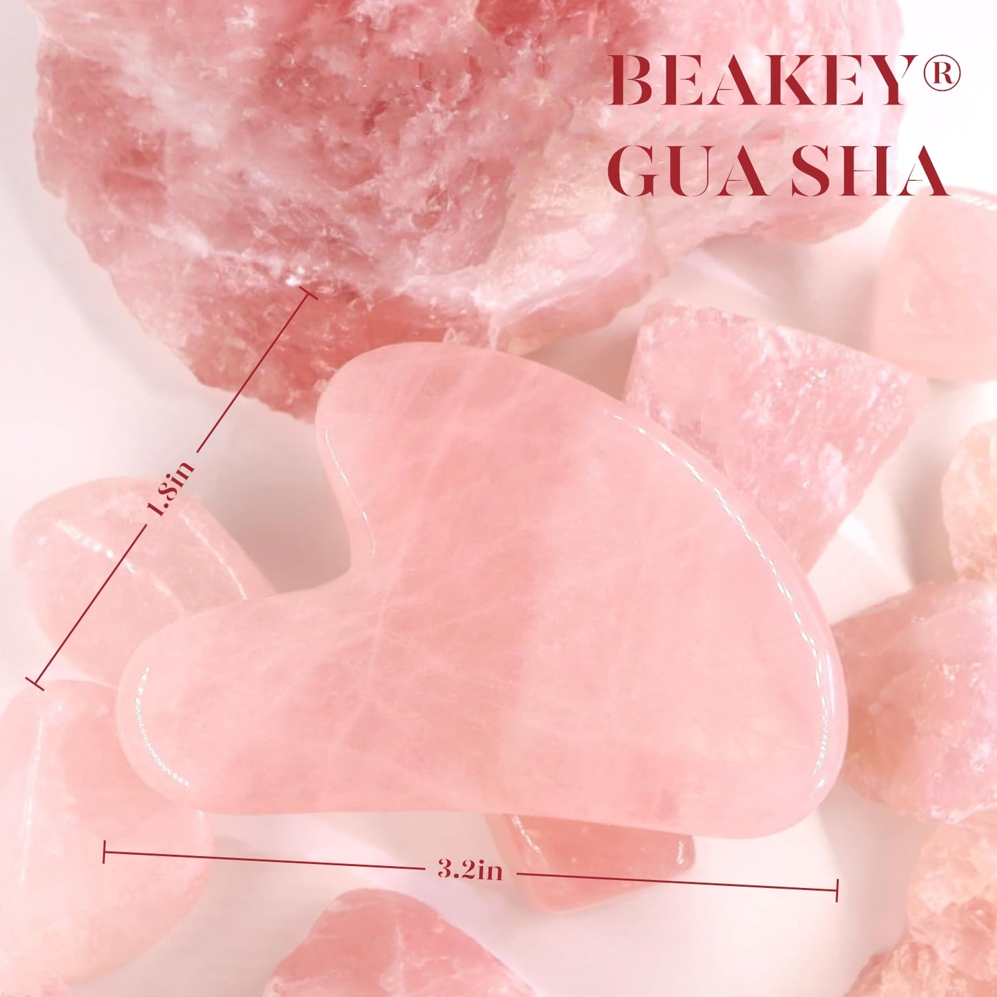 BEAKEY Jade Roller & Gua Sha, Natural Jade Face Roller Gua Sha Facial Tools Skin Care Massager, Pink - BEAKEY