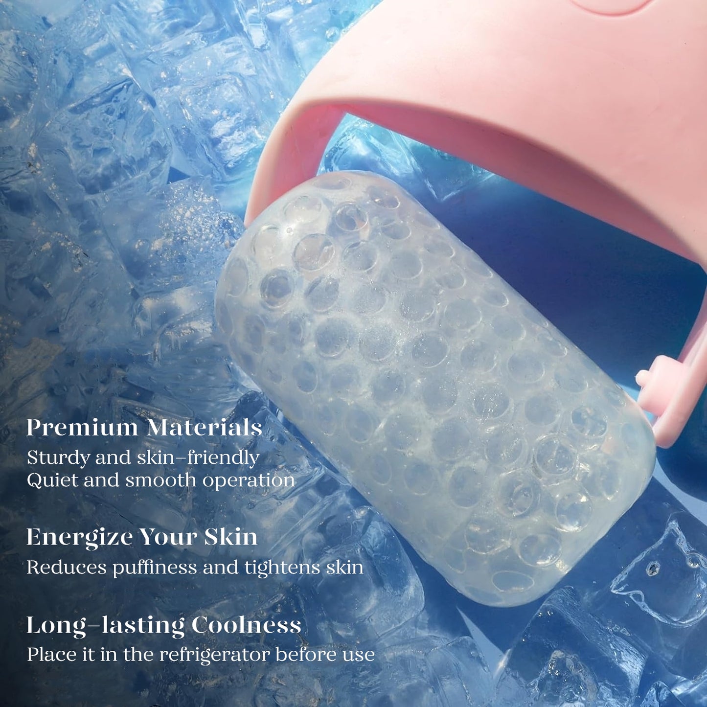 BEAKEY Ice Roller for Face & Gua Sha, Ice Face Roller Massager Cryotherapy Reduces Puffiness, Pink - BEAKEY