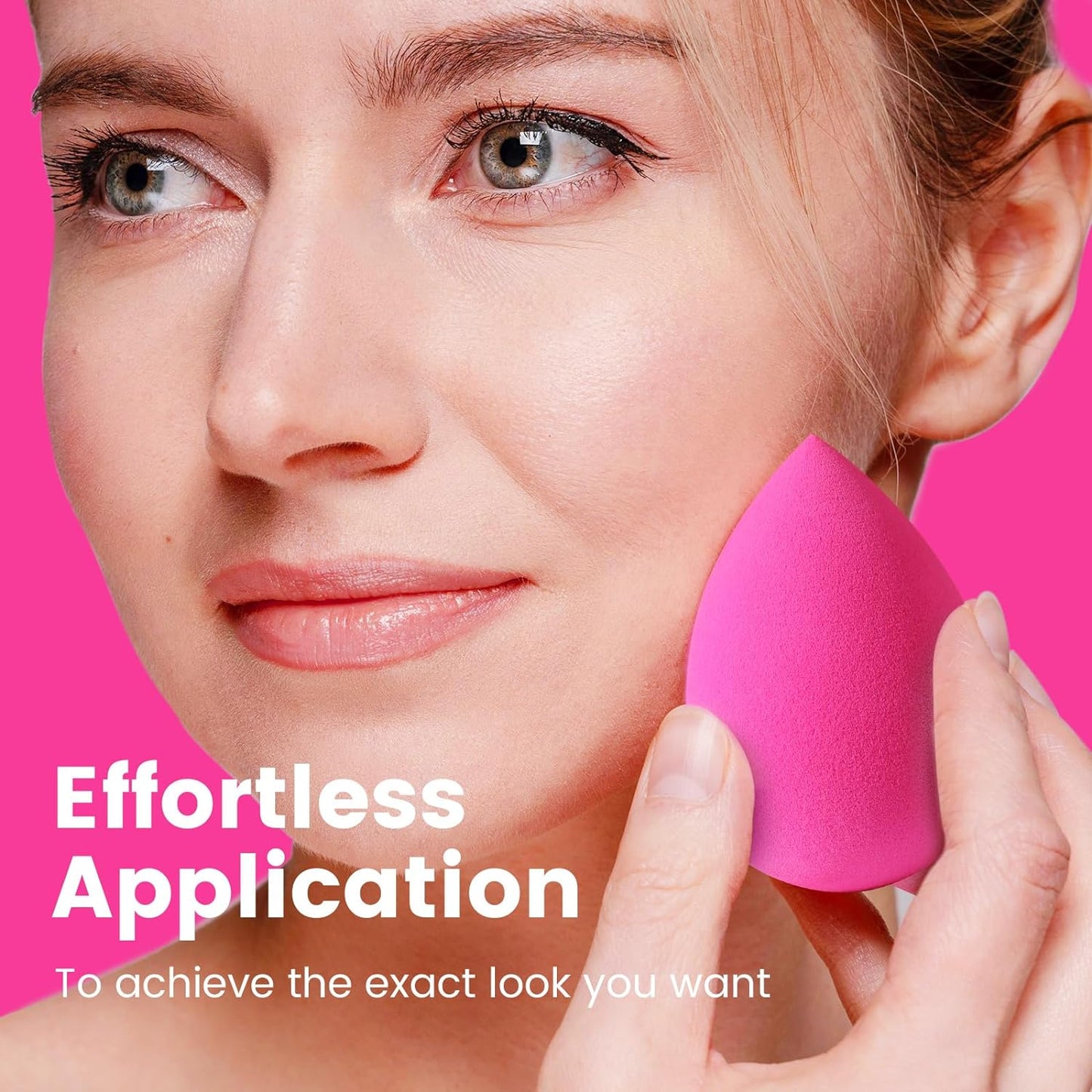 BEAKEY Makeup Sponge, Latex Free Beauty Sponge Blender for Blending Foundation Powder, Rose 6 Count - BEAKEY