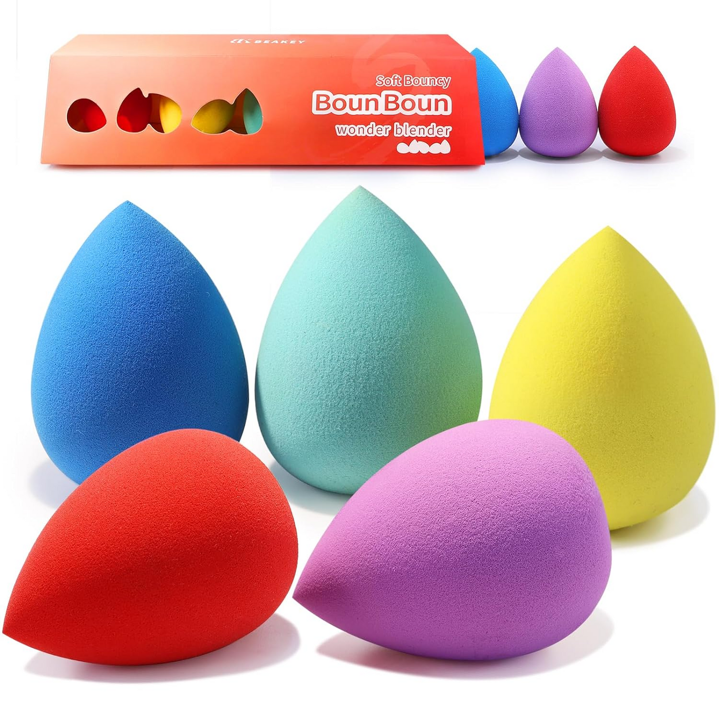 BEAKEY Boun Boun Beauty Sponges,Beauty Gift Set Multi-colored 5 Pcs - BEAKEY