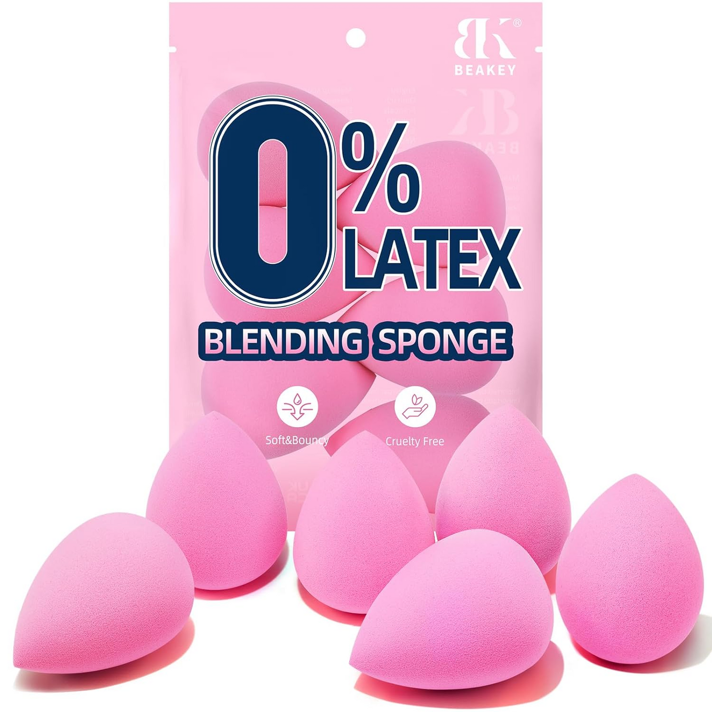 BEAKEY 0  Latex Makeup Sponge Set of 6, Super Soft  Flawless blend - BEAKEY