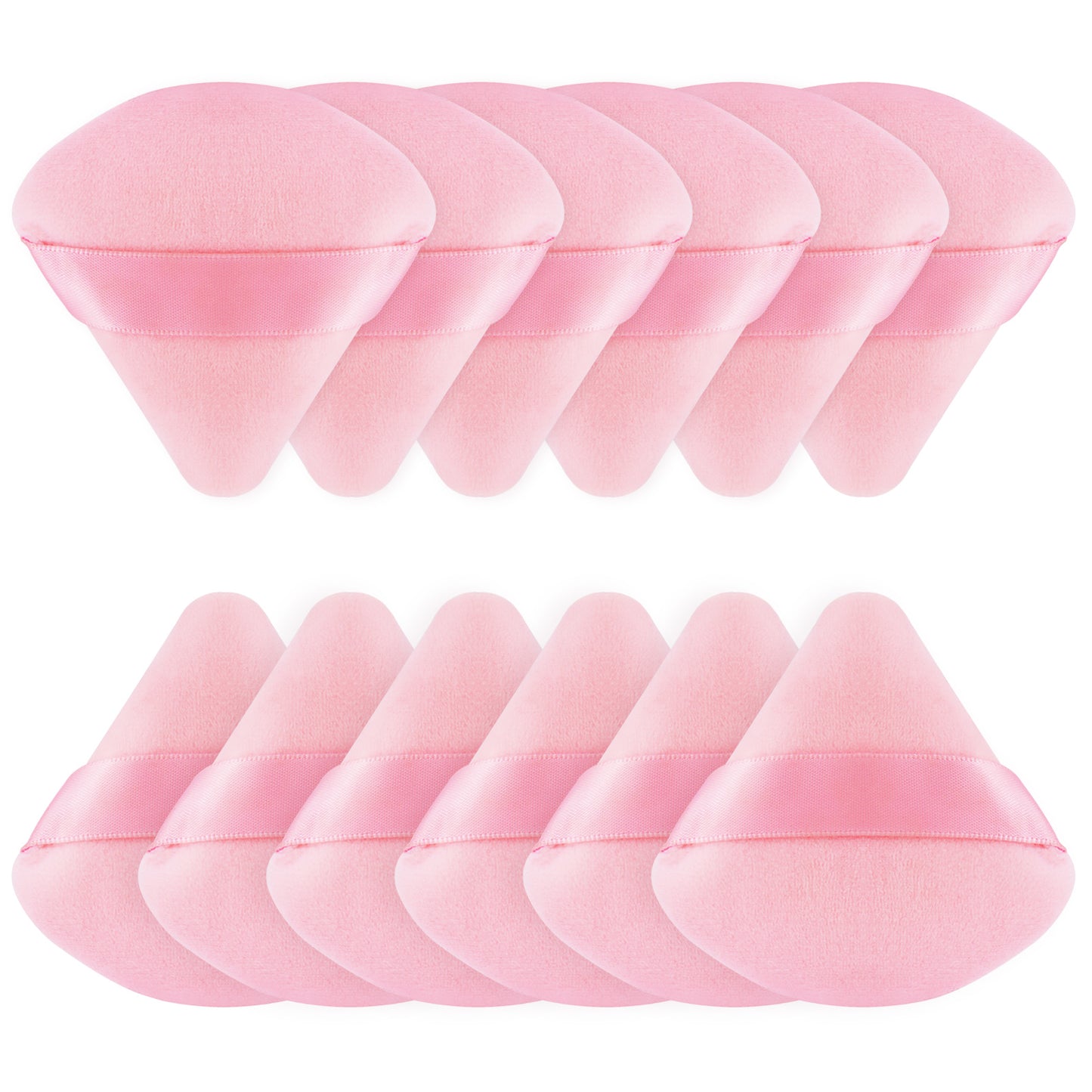 BEAKEY Powder Puffs for Facial Makeup, Triangle Beauty Sponge for Powder & Foundation, 12 Pcs Pink - BEAKEY