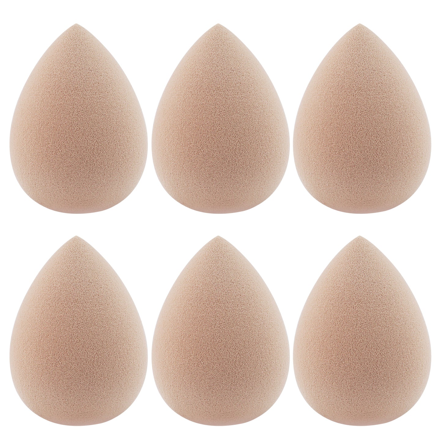 BEAKEY Makeup Sponges, Latex Free Beauty Sponge Blender for Foundations Powders & Creams, 6Pcs Nude - BEAKEY
