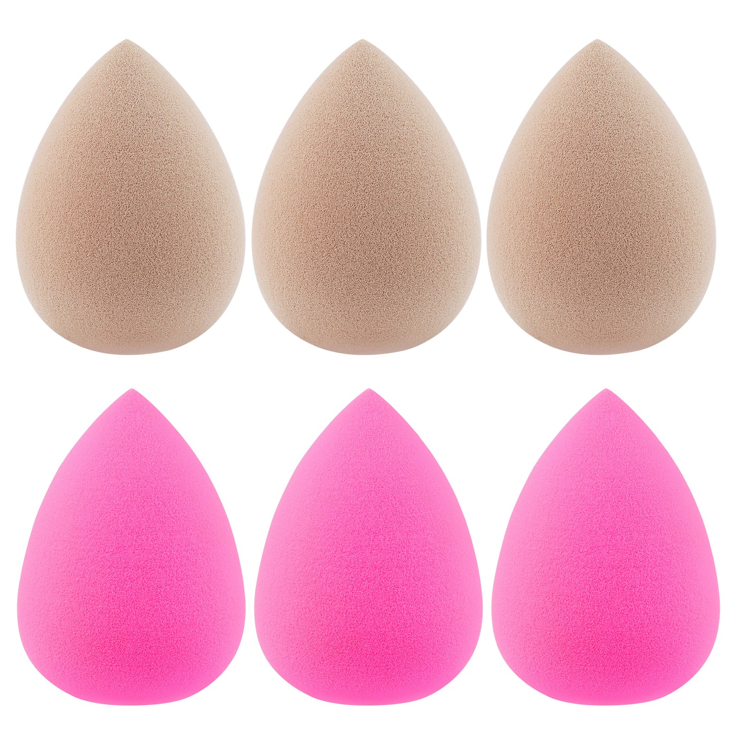 BEAKEY Makeup Sponge Foundation Blending Paw Paw Sponge for Liquid Cream and Powder 6Pcs Rose & Nude - BEAKEY
