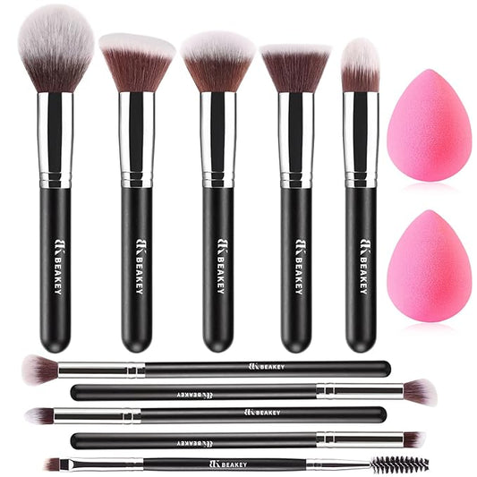 BEAKEY Makeup Brush Set (10+2) - BEAKEY