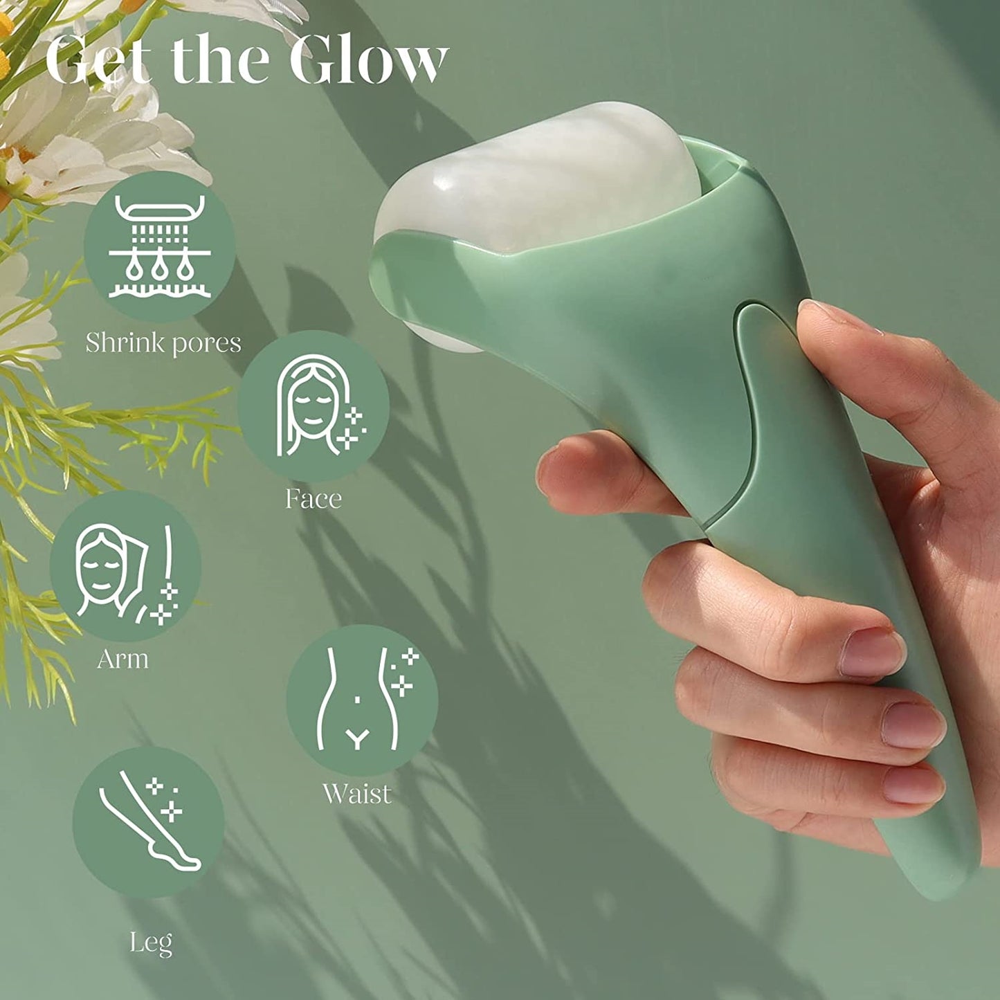 BEAKEY Ice Roller for Face & Gua Sha Facial Massager, Reduces Puffiness Migraine Pain Relief, Green - BEAKEY