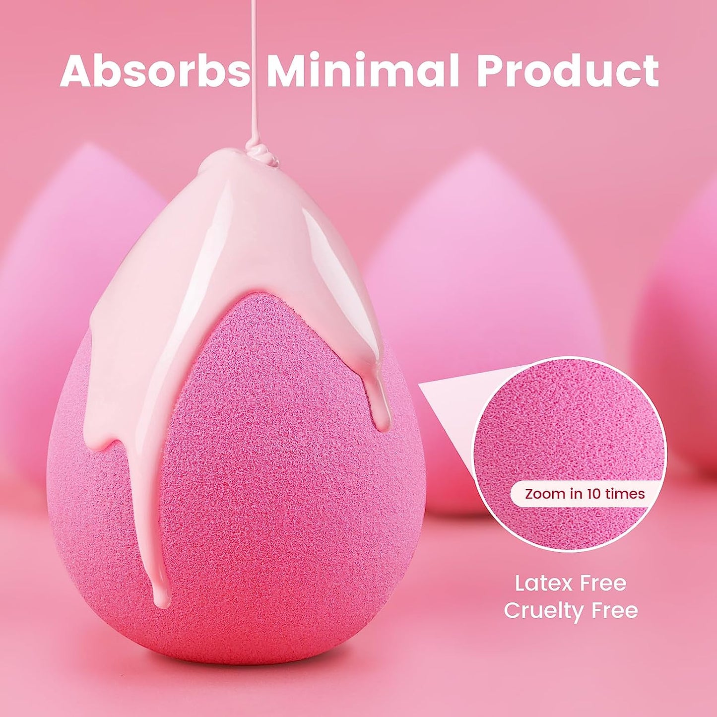 BEAKEY Makeup Sponge Foundation Blending Paw Paw Sponge for Liquid Cream and Powder 6Pcs Rose & Nude - BEAKEY