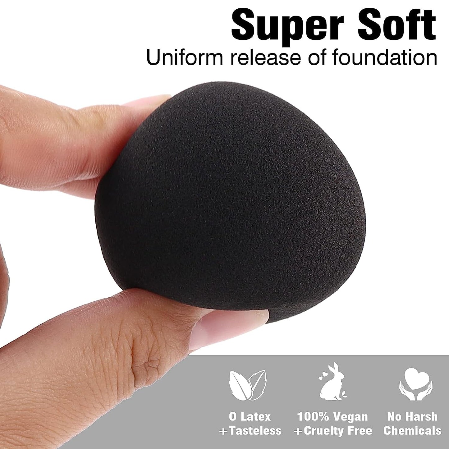 BEAKEY Makeup Sponges, Latex Free Foundation Sponge for Liquid Cream and Powder, 4Pcs Orange & Black - BEAKEY