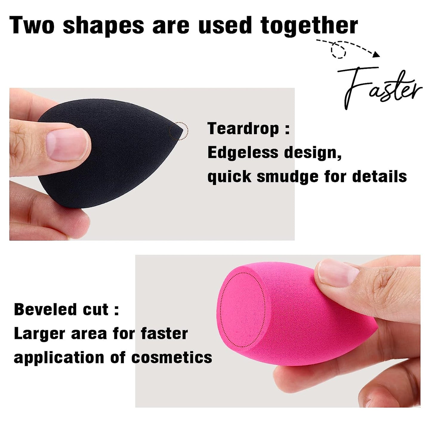 BEAKEY Makeup Sponges, Foundation Blending Paw Paw Sponge for Liquid Cream Powder, 3Pcs Multi Colour - BEAKEY