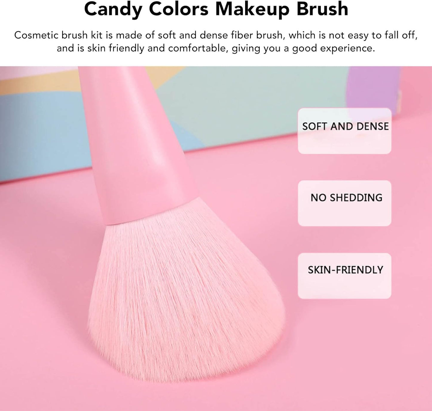 BEAKEY 17PCS Candy Colors Beauty Brush Set - BEAKEY