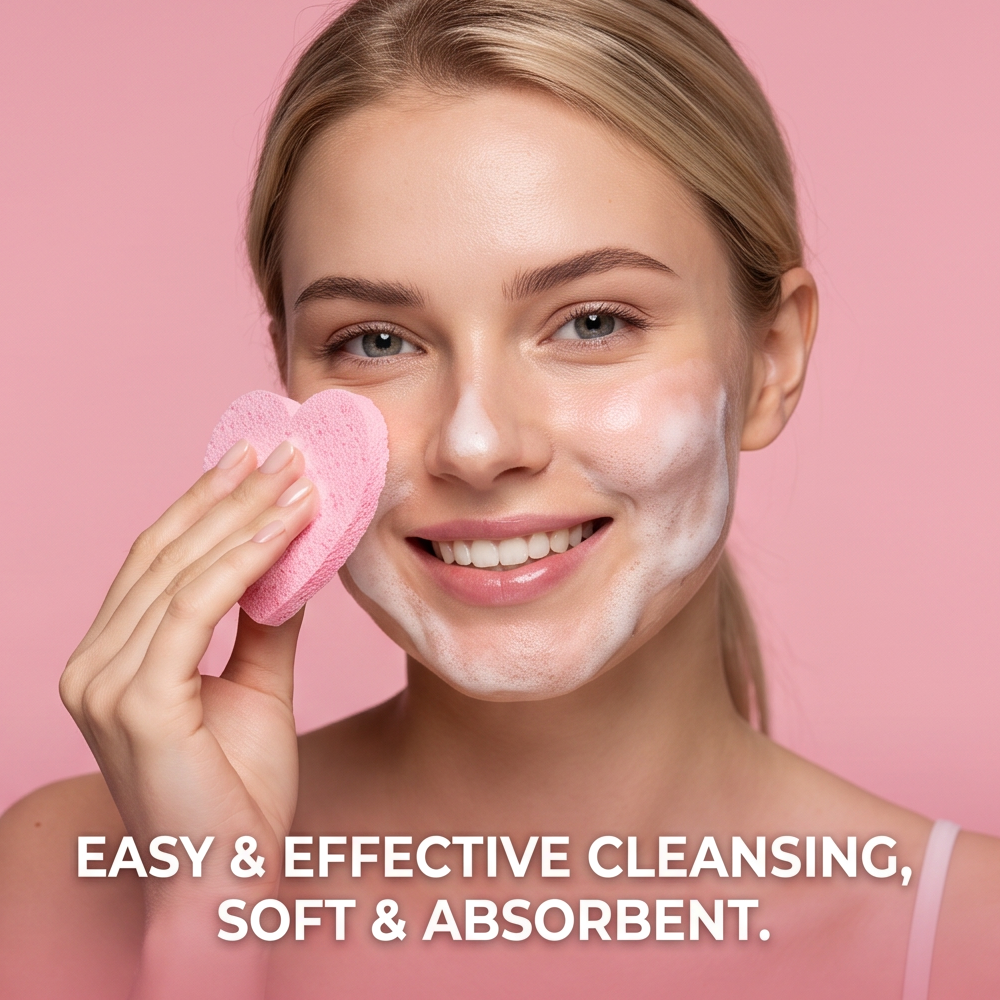 FindYourFlawless Facial Cleansing Sponges, Heart Shape Makeup Remover Sponges
