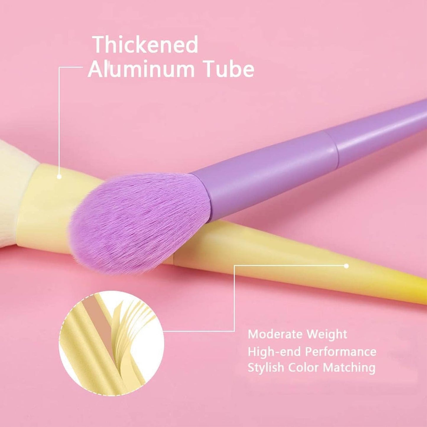 BEAKEY 17PCS Candy Colors Beauty Brush Set - BEAKEY