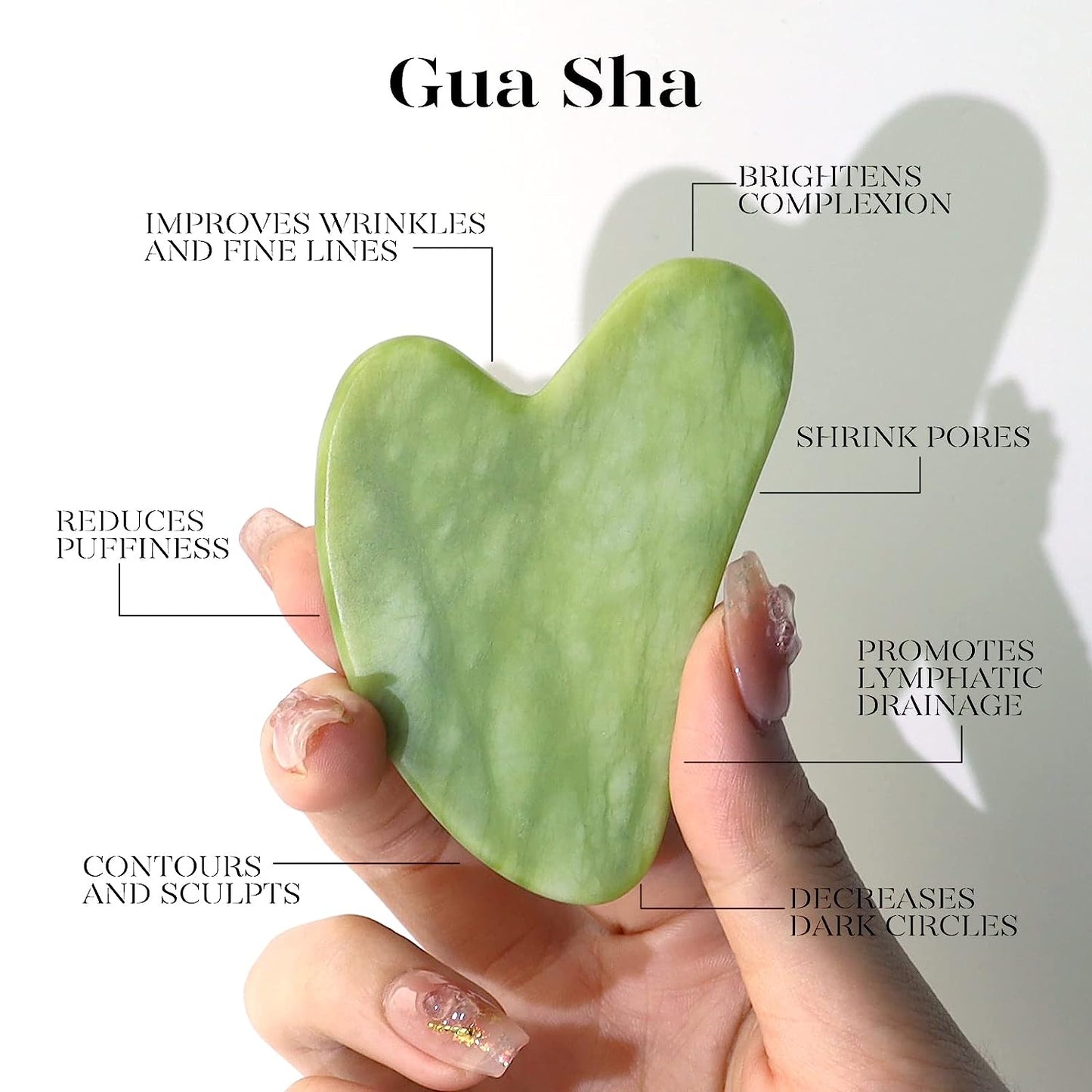 BEAKEY Jade Roller & Gua Sha Set, Natrue Jade Face Roller & Guasha Facial Skin Care Massager, Green - BEAKEY