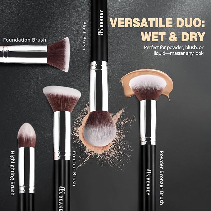 BEAKEY Makeup Brush Set (10+2) - BEAKEY