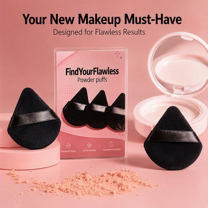 FindYourFlawless Powder Puffs, Triangle Makeup Puff Set for Loose Powder, Foundation, and Face Makeup Application