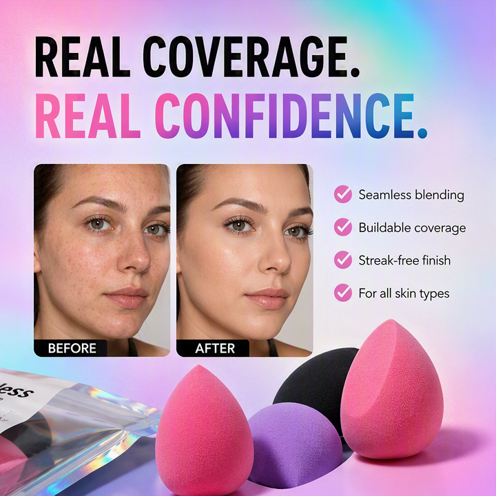 FindYourFlawless Make-Up Sponges, Beauty Sponge Set for Foundation, Concealer, Cream and Powder Makeup Application