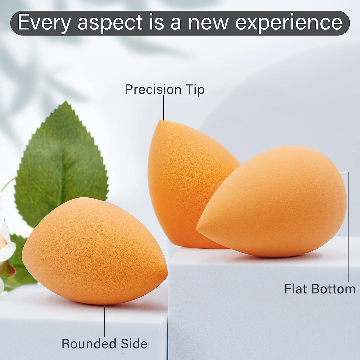 BEAKEY Makeup Sponges, Foundation Blending Paw Paw Sponge for Liquid Cream and Powder, 4Pcs Orange - BEAKEY