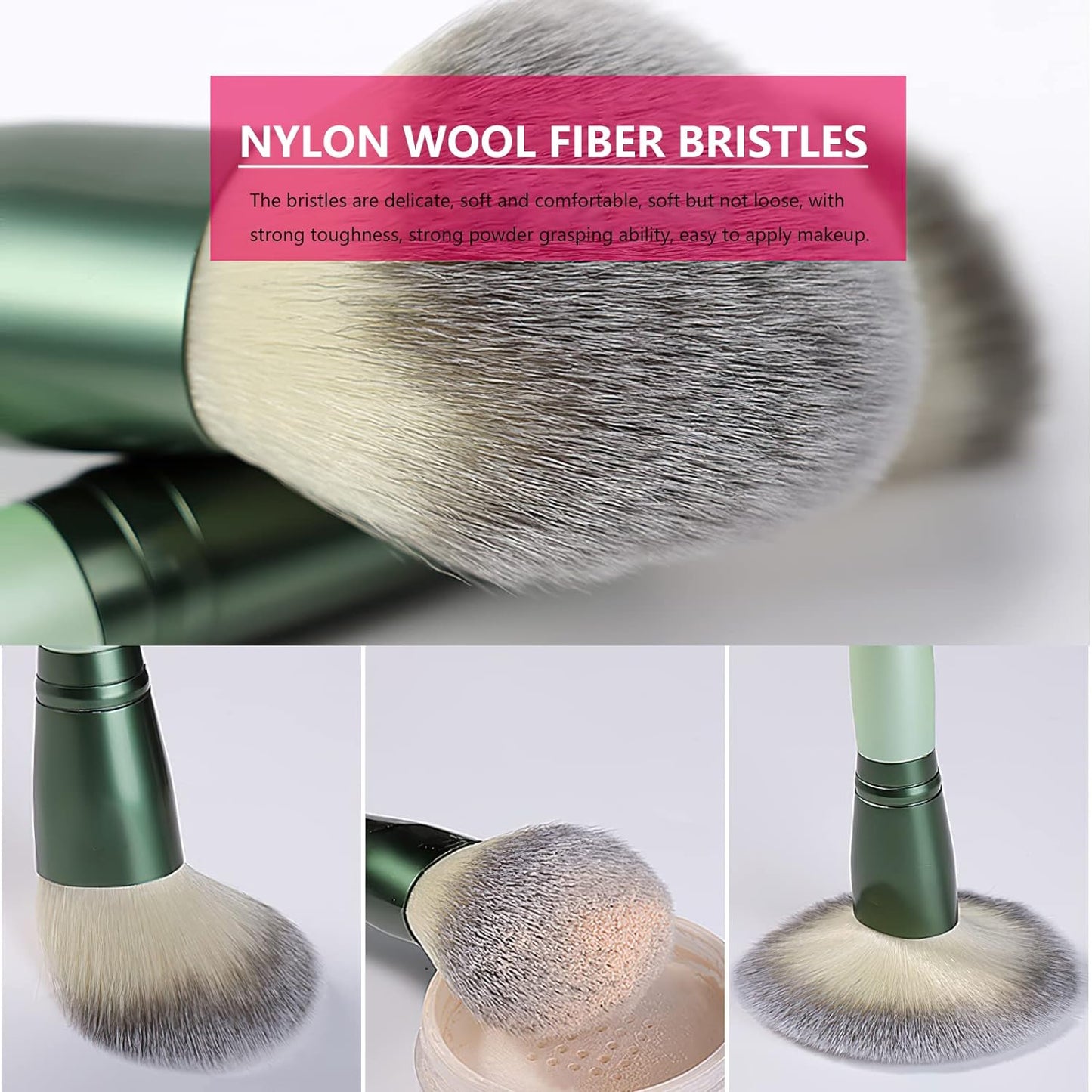 BEAKEY 12 Pcs Synthetic Brush Makeup Brushes Set - BEAKEY