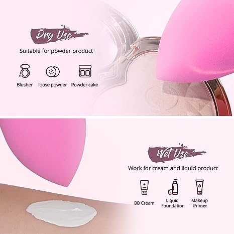 BEAKEY Makeup Sponge Set, Paw Paw Sponge, Foundation Cosmetic Blending Latex Free Beauty Sponge, Flawless for Liquid, Cream, and Powder, Pink - BEAKEY