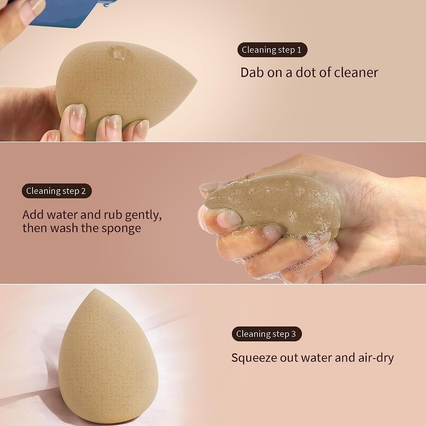 BEAKEY Makeup Sponge Foundation Blending Paw Paw Sponge for Liquid Cream and Powder 6Pcs Rose & Nude - BEAKEY