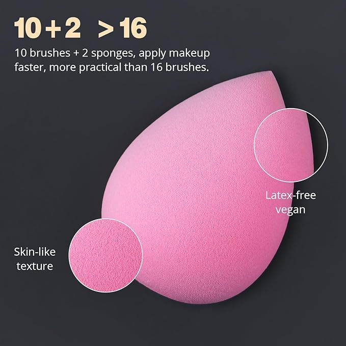 BEAKEY Makeup Brush Set (10+2) - BEAKEY