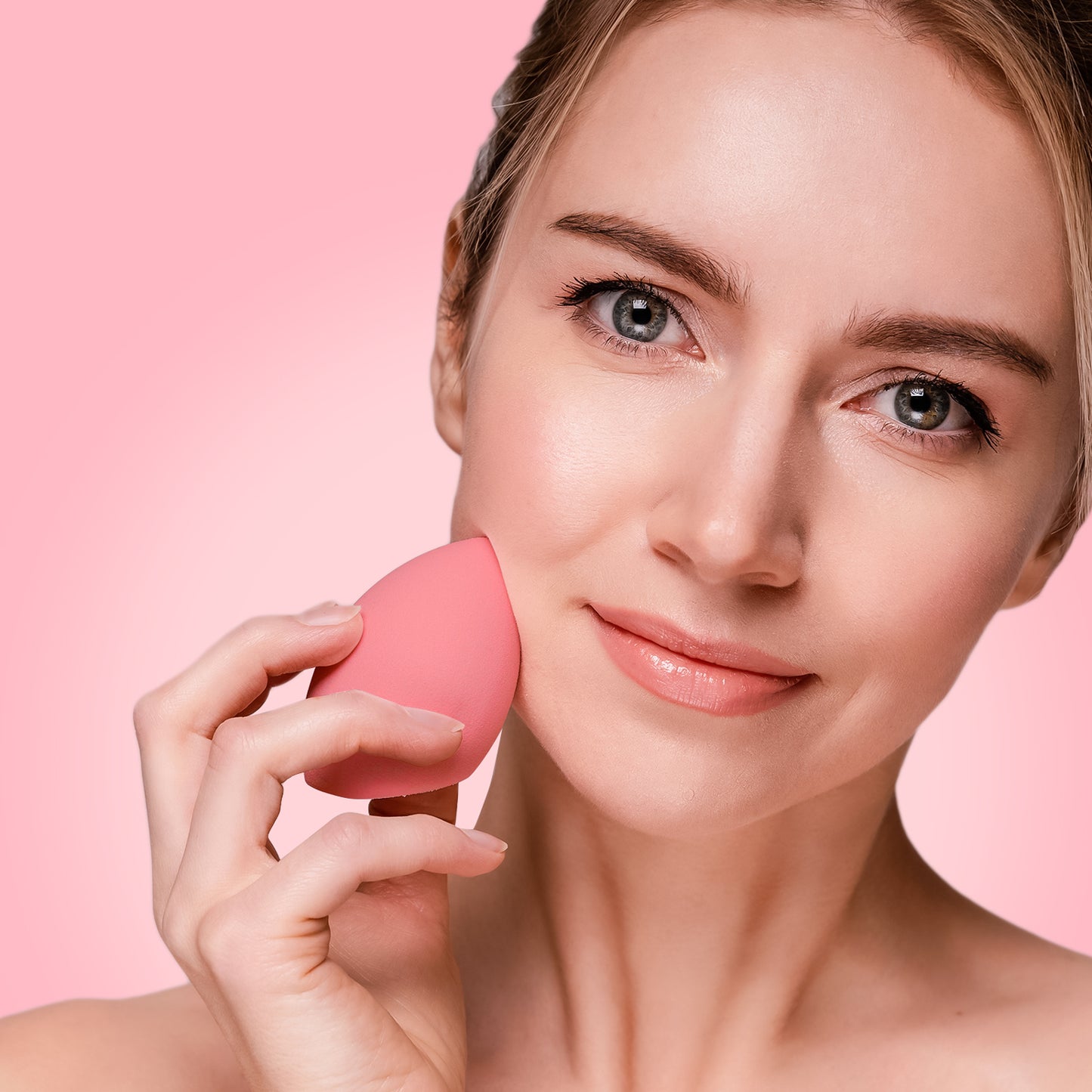 BEAKEY Makeup Sponges, Latex Free Foundation Sponge for Liquid Cream and Powder, 4Pcs Pink & Green - BEAKEY