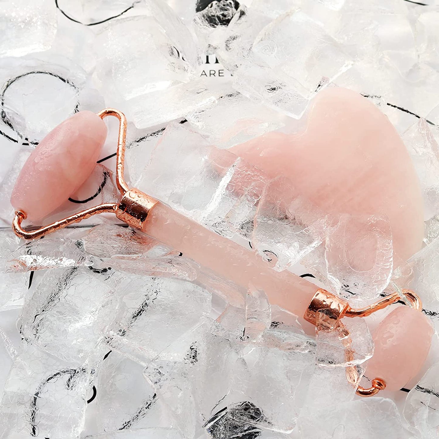 BEAKEY Jade Roller & Gua Sha Set, Face Roller and Guasha Facial Massager for Skin Care, Rose Quartz - BEAKEY