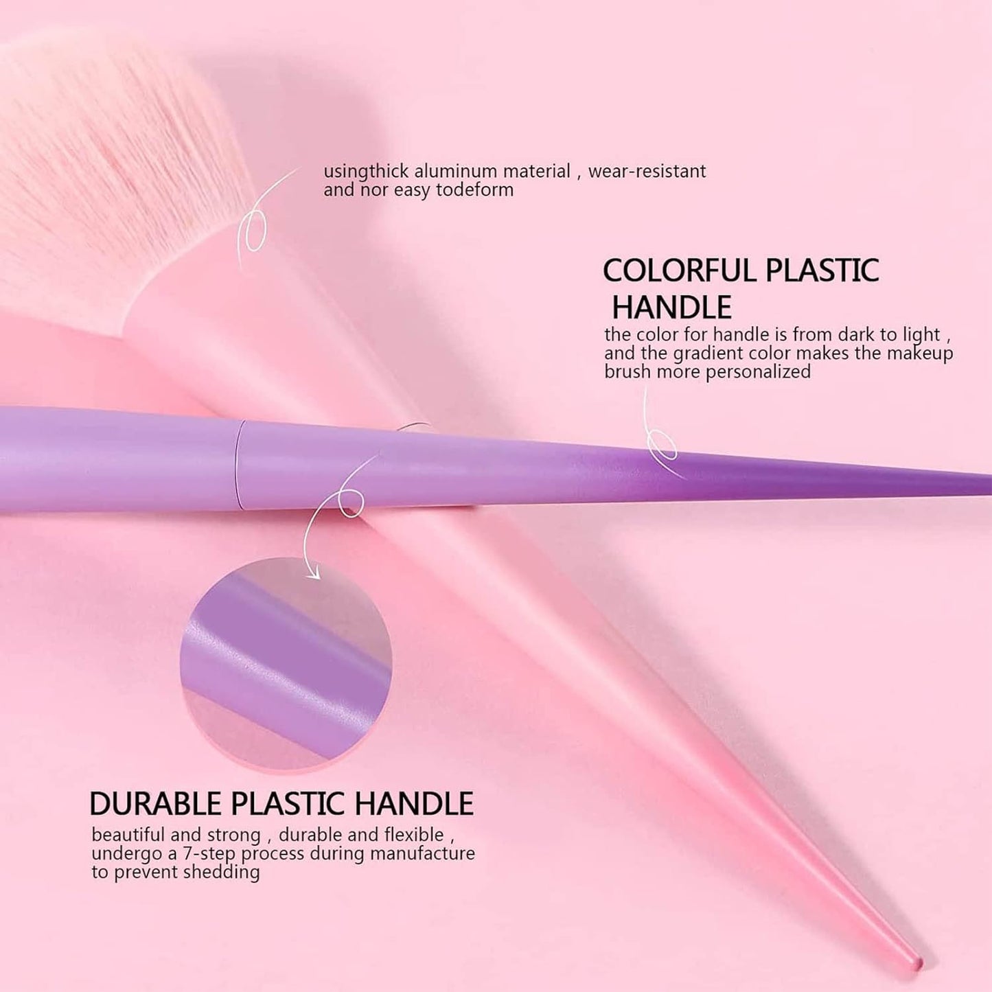 BEAKEY 17PCS Candy Colors Beauty Brush Set - BEAKEY