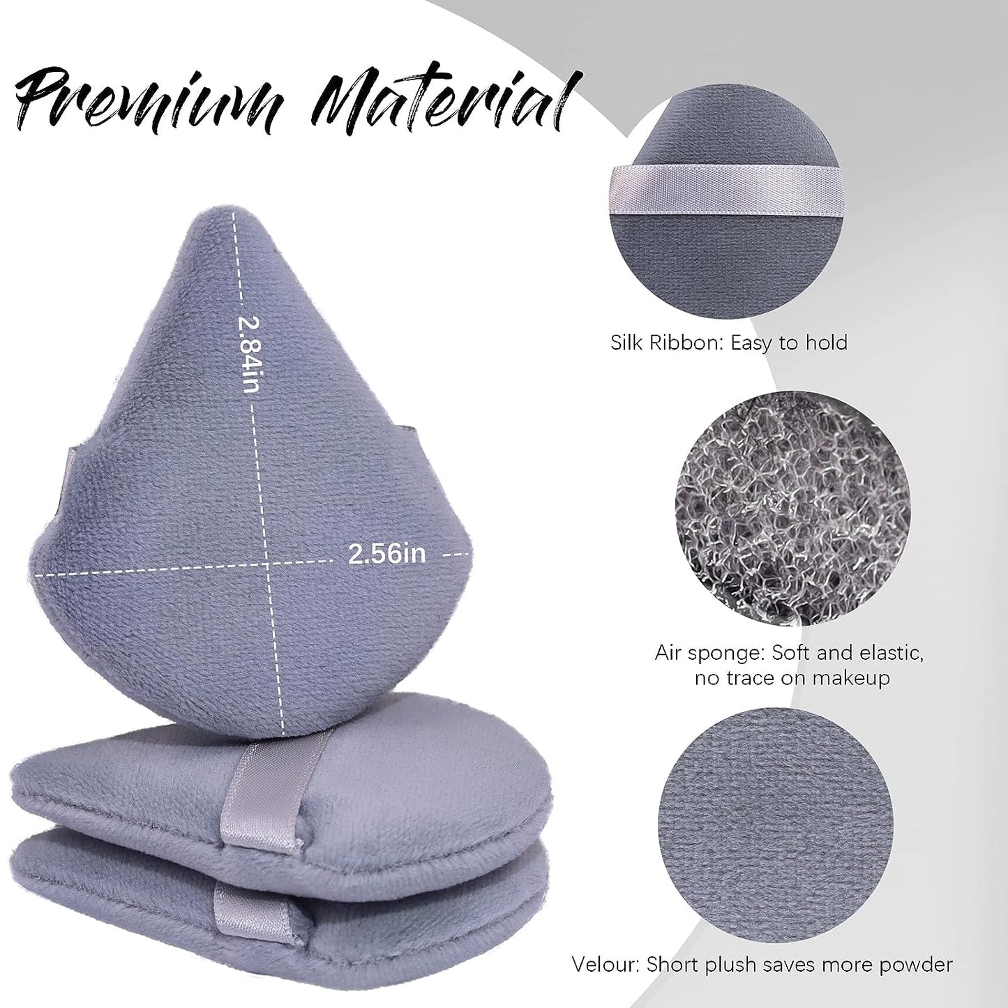 Powder Puffs 10 Pcs Gray - BEAKEY