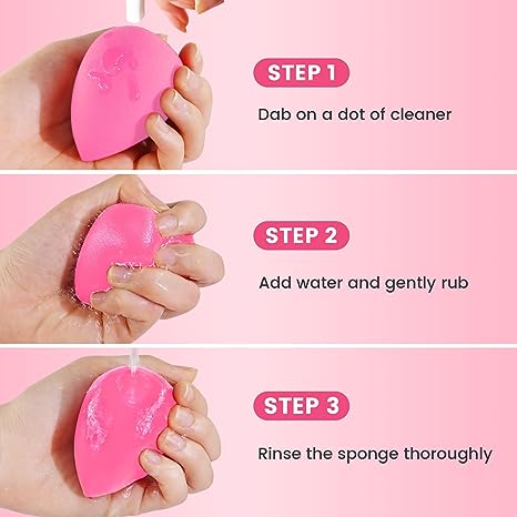 BEAKEY 10pcs Makeup Sponge Set, Super Bouncy, Soft Beauty Sponge for Blending Powder, Cream and Liquid. Cruelty Free, Latex Free, Pink Paw Paw Sponges - BEAKEY