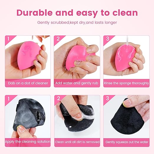 BEAKEY 10 Pcs Makeup Sponge Set-Pink and Black - BEAKEY
