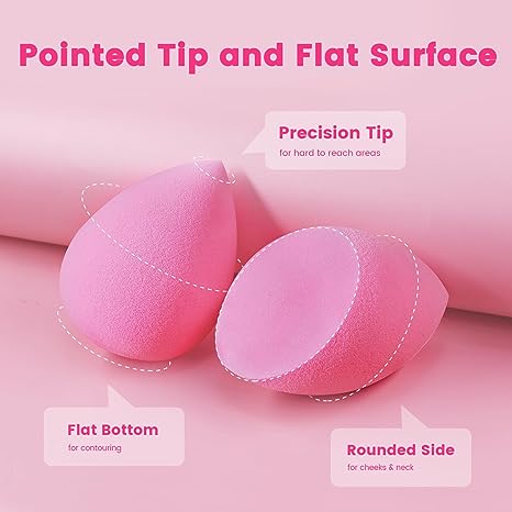BEAKEY 10pcs Makeup Sponge Set, Super Bouncy, Soft Beauty Sponge for Blending Powder, Cream and Liquid. Cruelty Free, Latex Free, Pink Paw Paw Sponges - BEAKEY