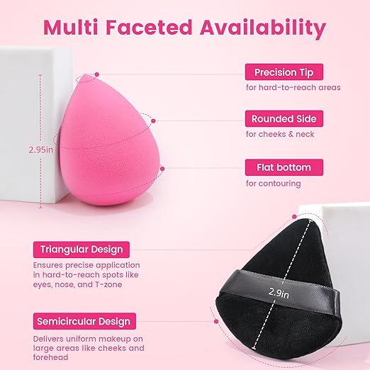 BEAKEY 10 Pcs Makeup Sponge Set-Pink and Black - BEAKEY
