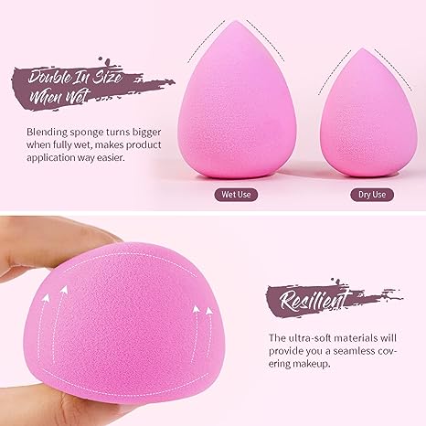 BEAKEY Makeup Sponge Set, Paw Paw Sponge, Foundation Cosmetic Blending Latex Free Beauty Sponge, Flawless for Liquid, Cream, and Powder, Pink - BEAKEY