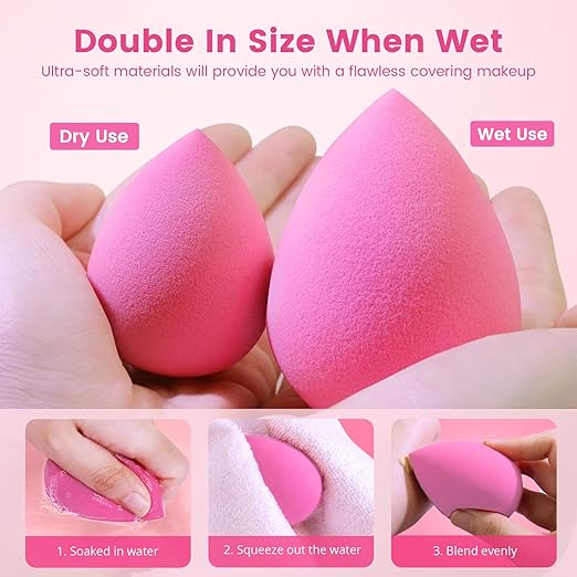 BEAKEY 10 Pcs Pink Makeup Sponge Set - BEAKEY