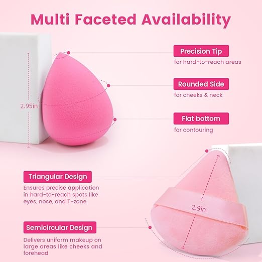 BEAKEY 10 Pcs Pink Makeup Sponge Set - BEAKEY