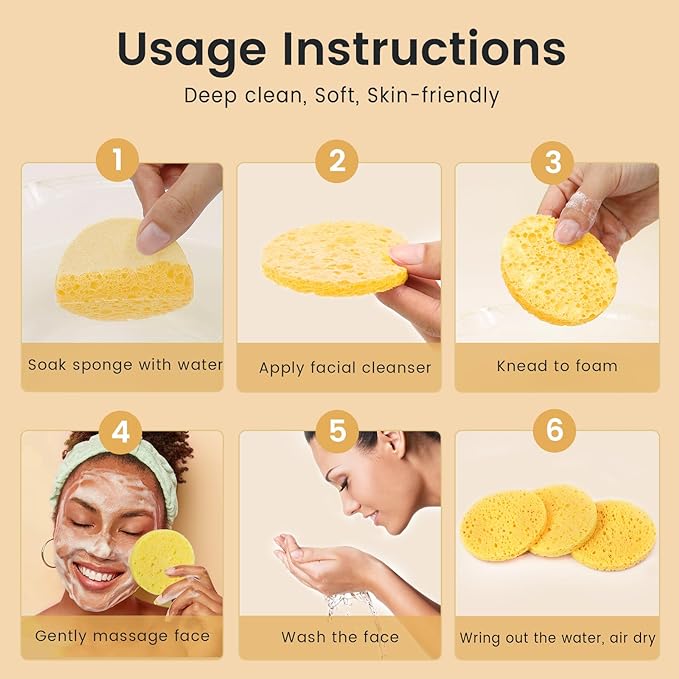 BEAKEY 60-Count Compressed Facial Cleansing Sponge-Orange - BEAKEY