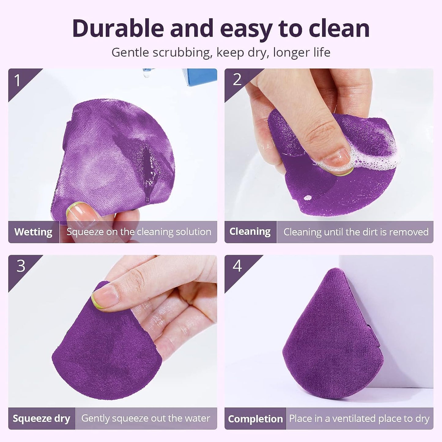 Powder Puffs 10 pcs Dark Purple - BEAKEY