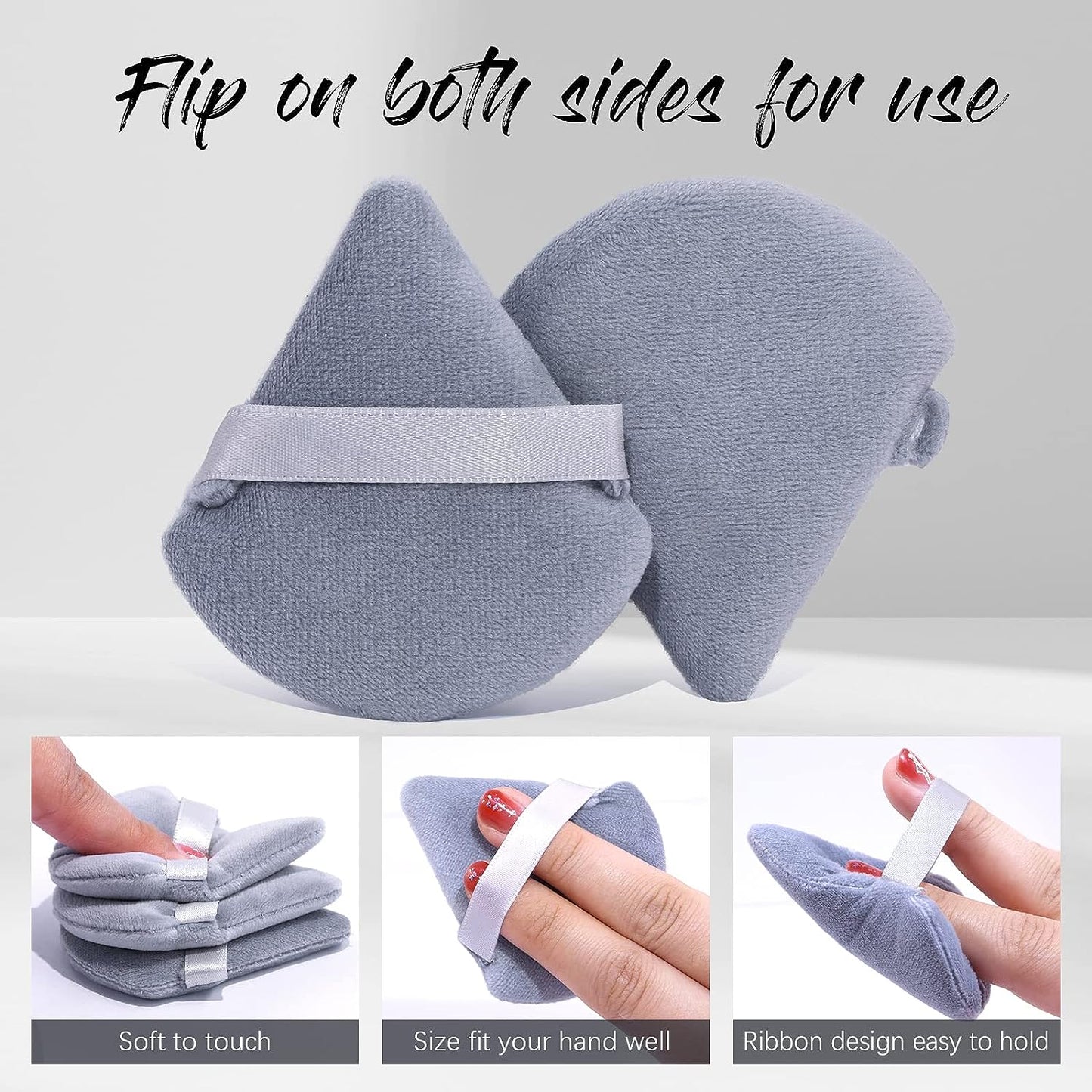 Powder Puffs 10 Pcs Gray - BEAKEY