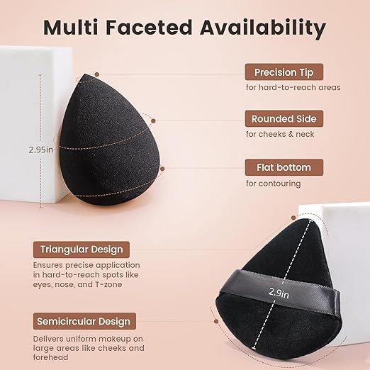 BEAKEY 10 Pcs Black Makeup Sponge Set-Black - BEAKEY