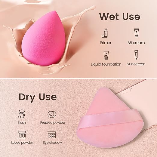 BEAKEY 10 Pcs Pink Makeup Sponge Set - BEAKEY