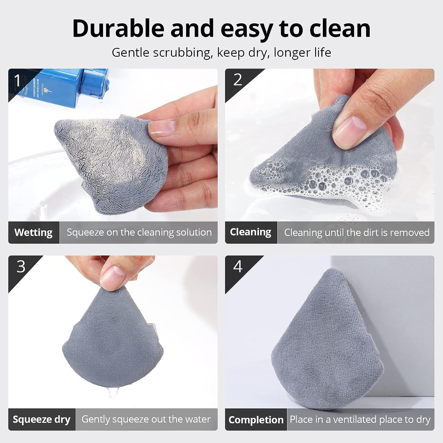 Powder Puffs 10 Pcs Gray - BEAKEY