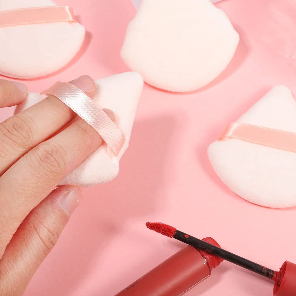 BEAKEY Powder Puffs for Face, Triangle Velour Beauty Sponge for Powder & Liquid Makeup, 12 Pcs Nude - BEAKEY