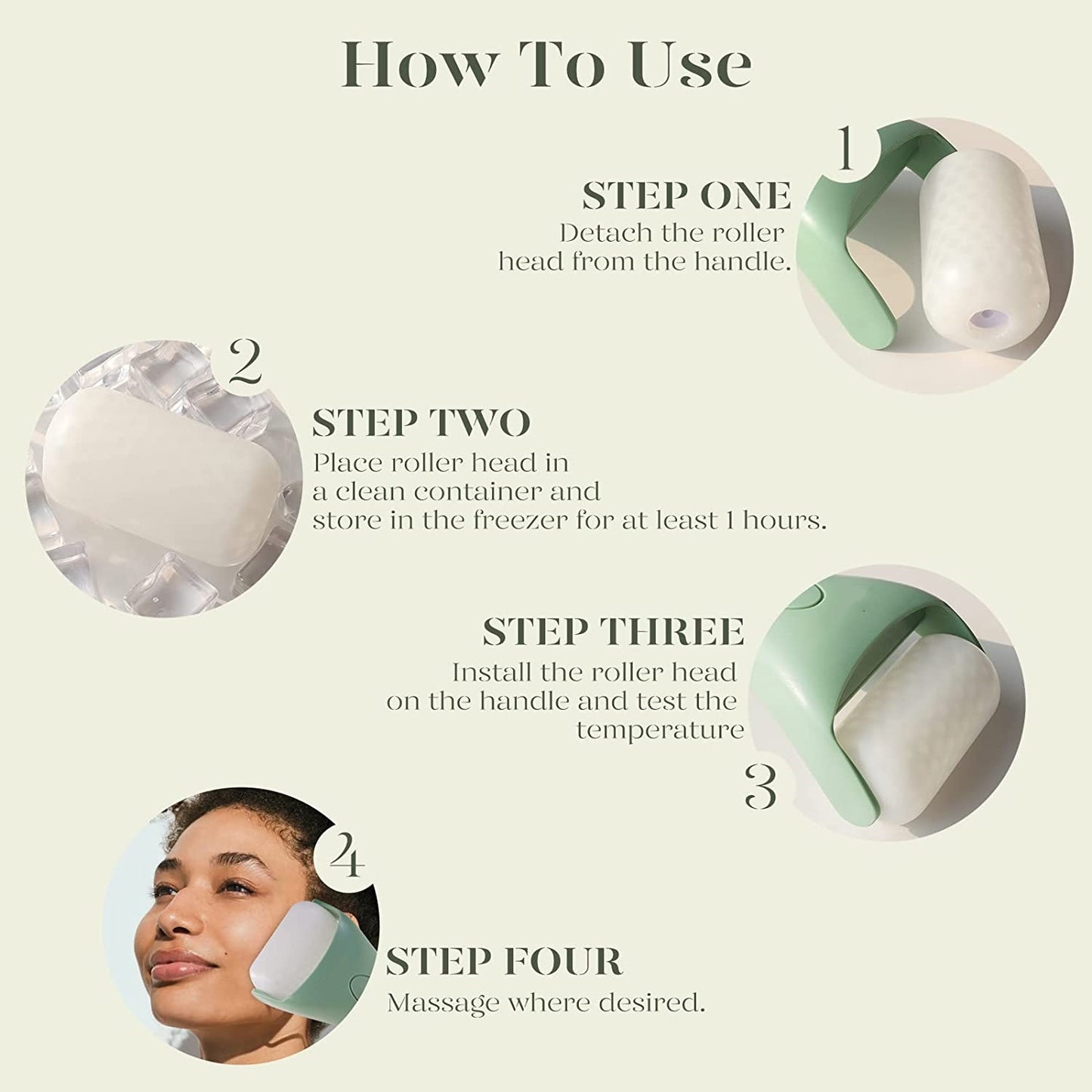 BEAKEY Ice Roller for Face & Gua Sha Facial Massager, Reduces Puffiness Migraine Pain Relief, Green - BEAKEY