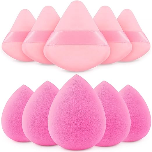 BEAKEY 10 Pcs Pink Makeup Sponge Set - BEAKEY