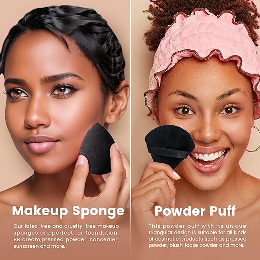 BEAKEY 10 Pcs Black Makeup Sponge Set-Black - BEAKEY