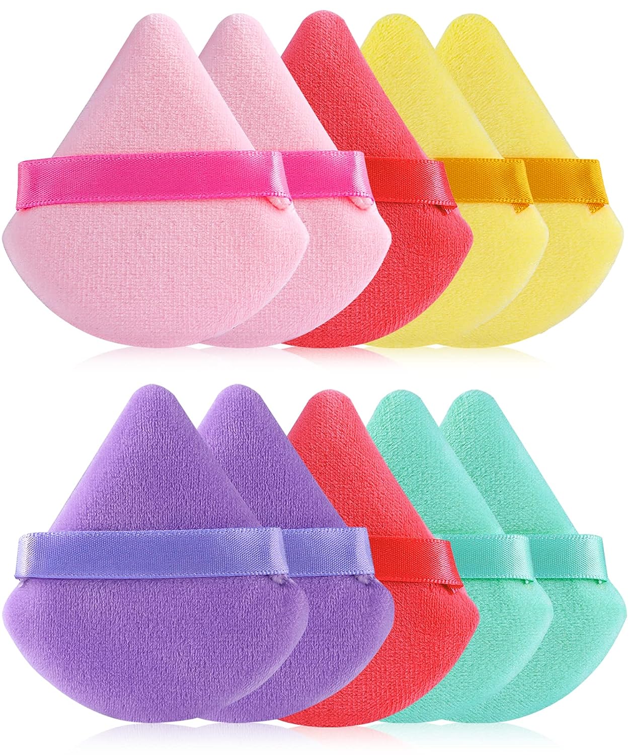 Powder Puffs 10 Pcs Multi-colored Red - BEAKEY