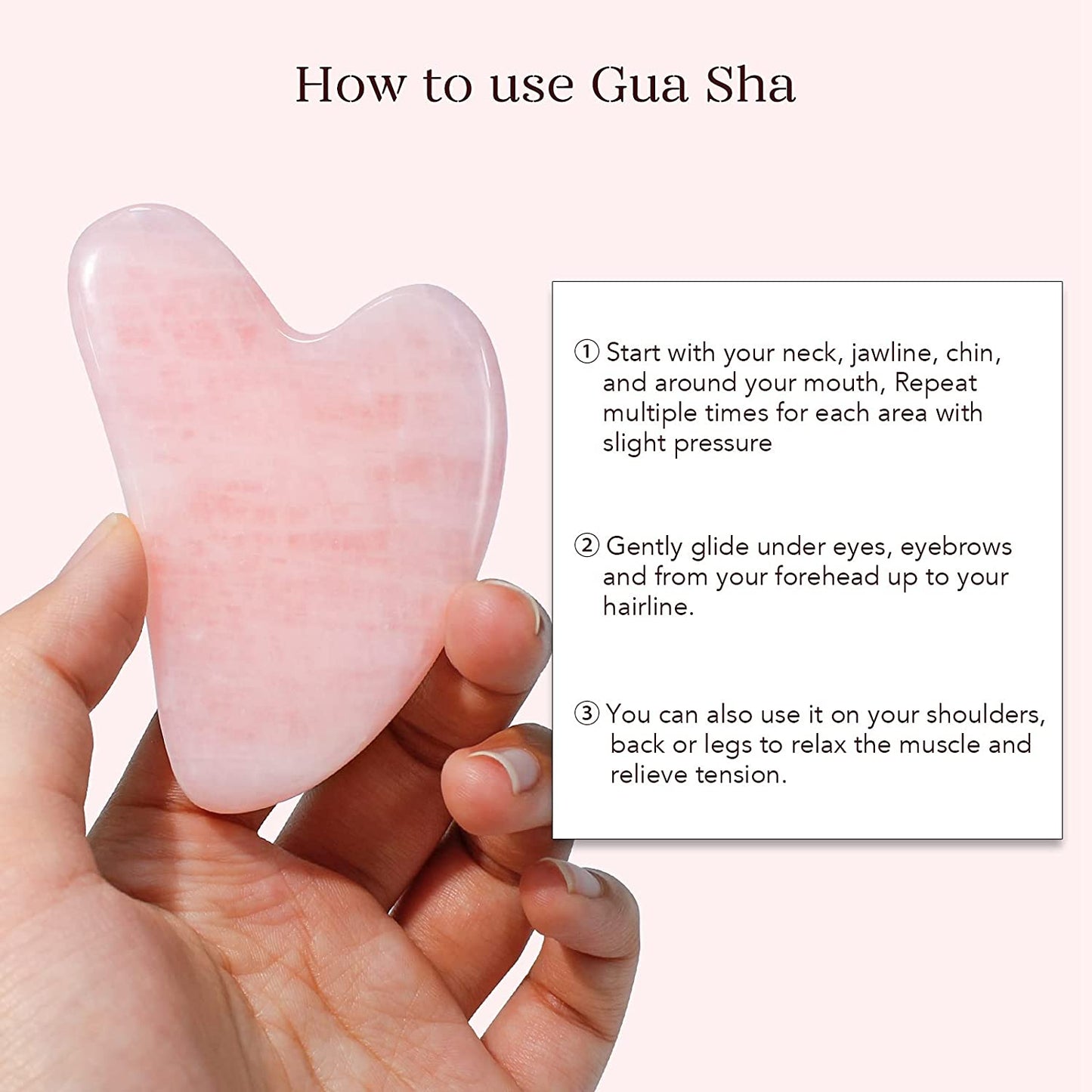 BEAKEY Jade Roller & Gua Sha Set, Face Roller and Guasha Facial Massager for Skin Care, Rose Quartz - BEAKEY