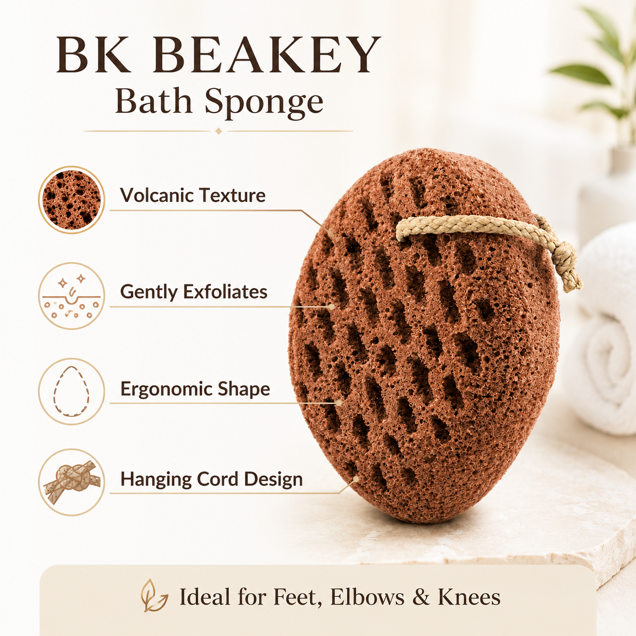 BK BEAKEY IcyMe Body Bath Sponge for Shower-Soft & Exfoliating