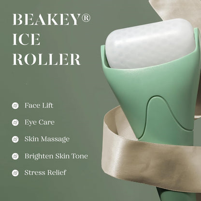 BEAKEY Ice Roller for Face with Gua Sha, Cryotherapy Face Roller Facial Skin Care Massager, Green
